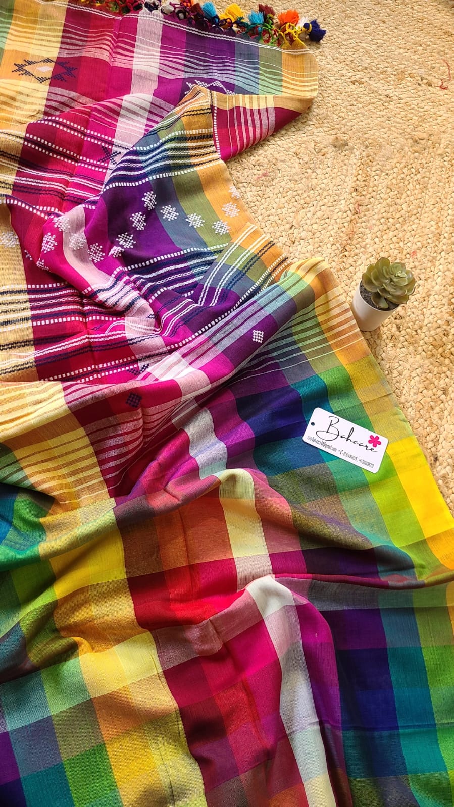 Cotton Galleria | Multicoloured Premium Bengal Cotton Bhujodi Saree