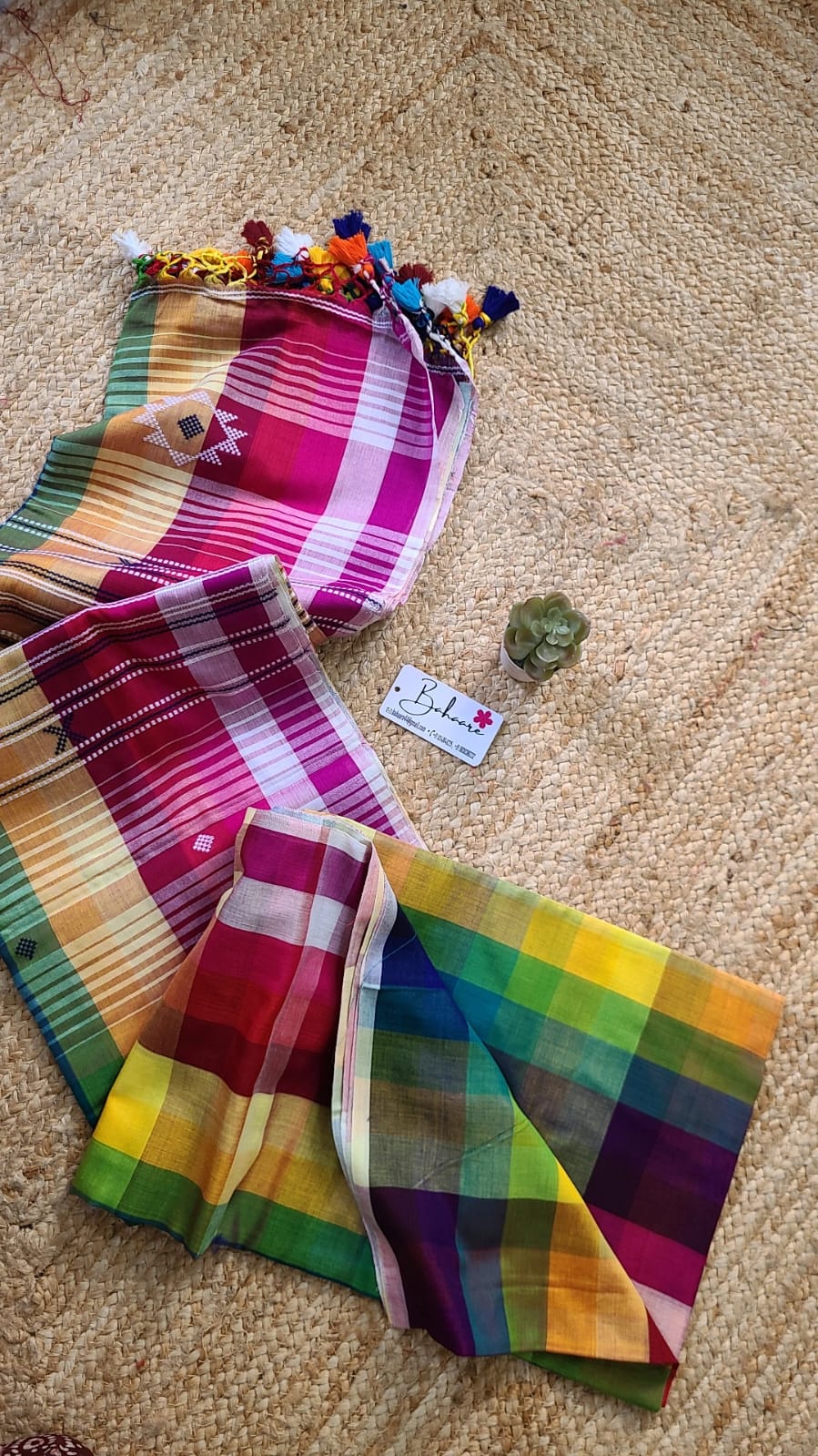 Cotton Galleria | Multicoloured Premium Bengal Cotton Bhujodi Saree