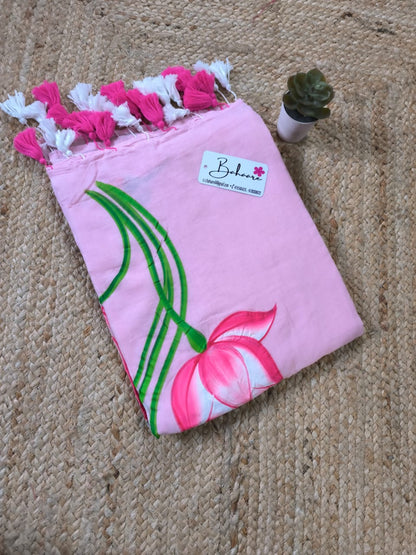 Lotus Luminance | Pink Mul Mul Cotton Saree