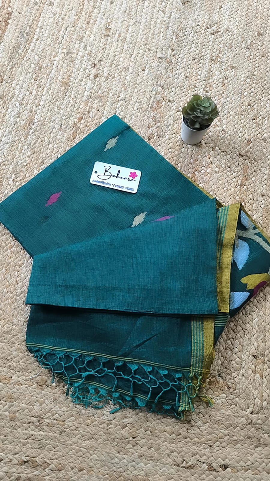 Cotton Galleria | Teal Green Premium Cotton Saree