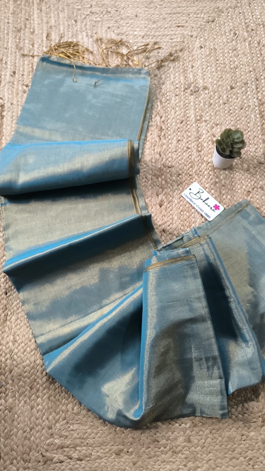 Galaxy | Metallic Teal Blue Tissue Saree