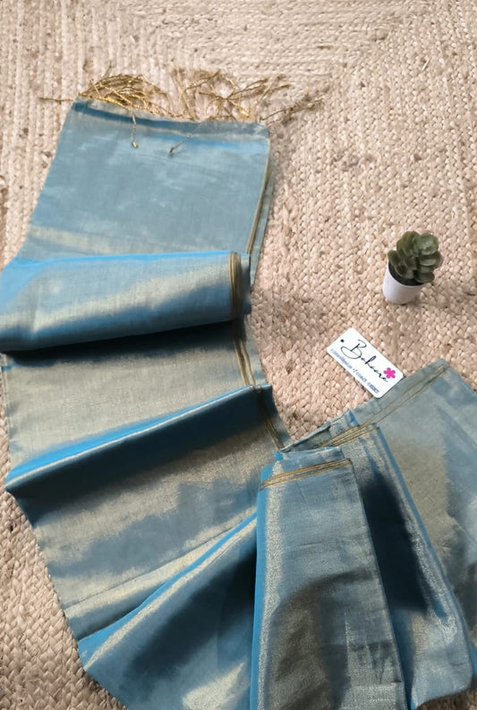 Galaxy | Metallic Teal Blue Tissue Saree