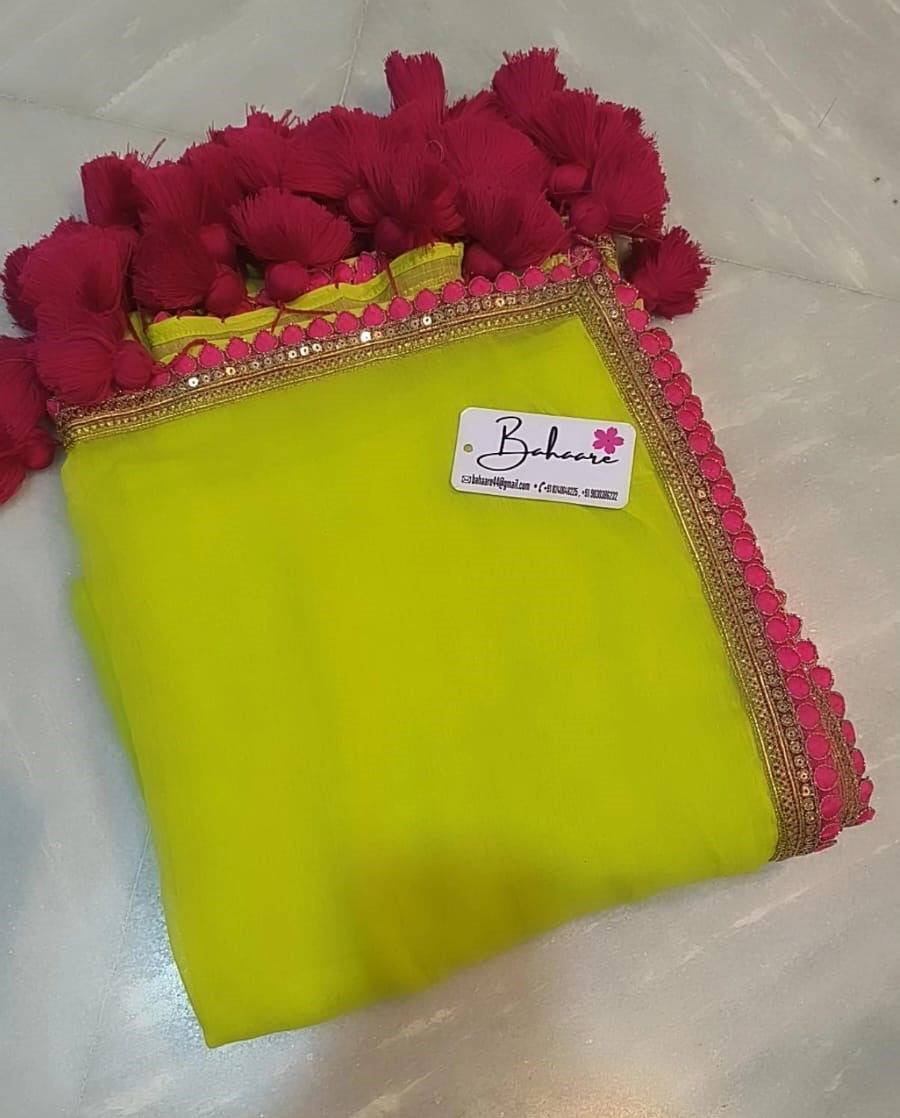 Mohini | Neon Hues Mul Mul Cotton Saree with Zari Lace