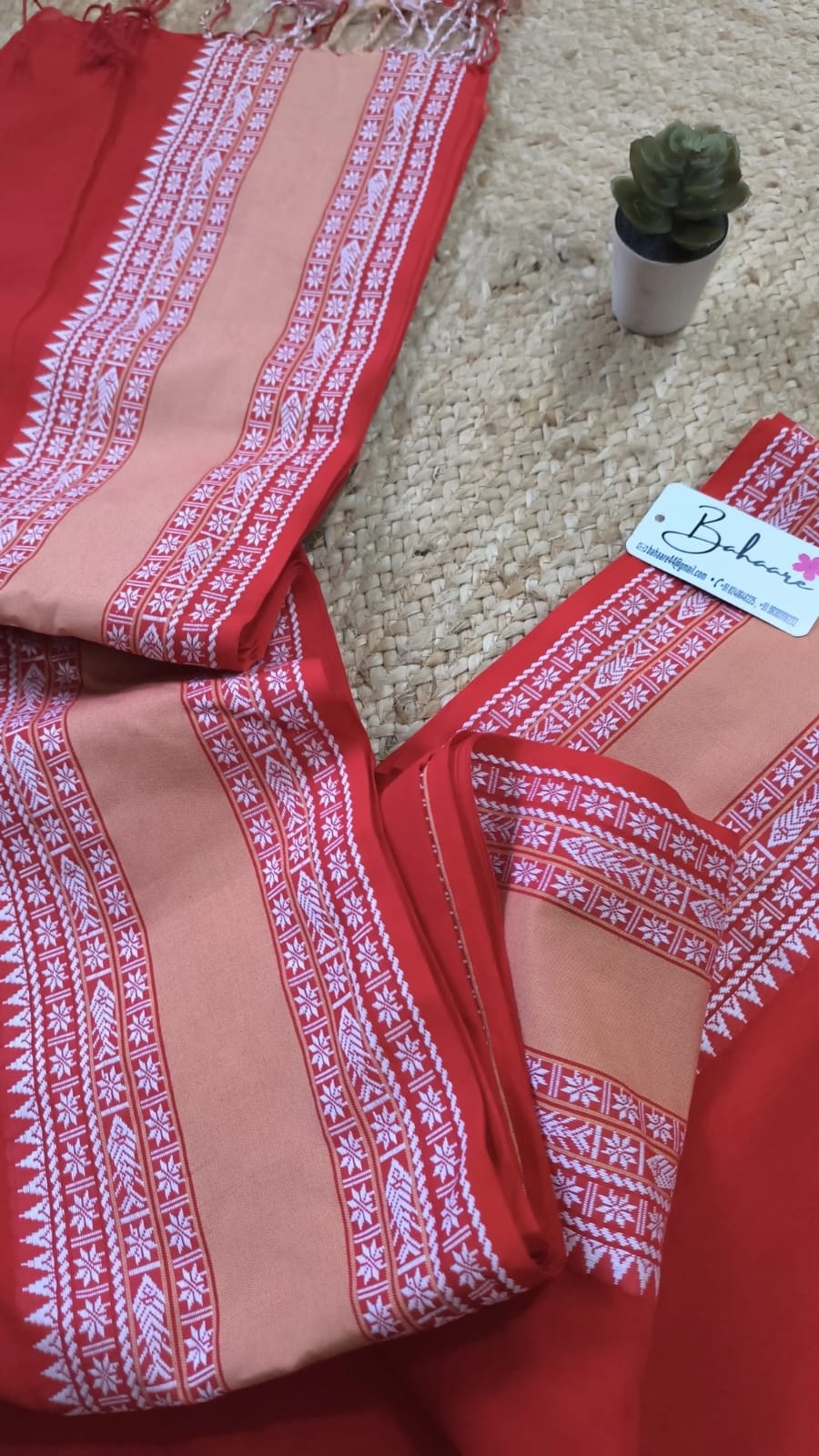 Cotton Galleria | Red Premium Cotton Saree