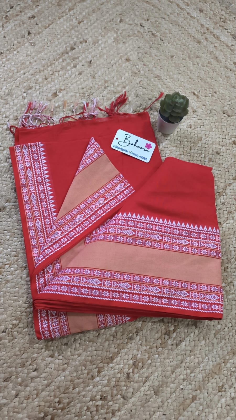 Cotton Galleria | Red Premium Cotton Saree