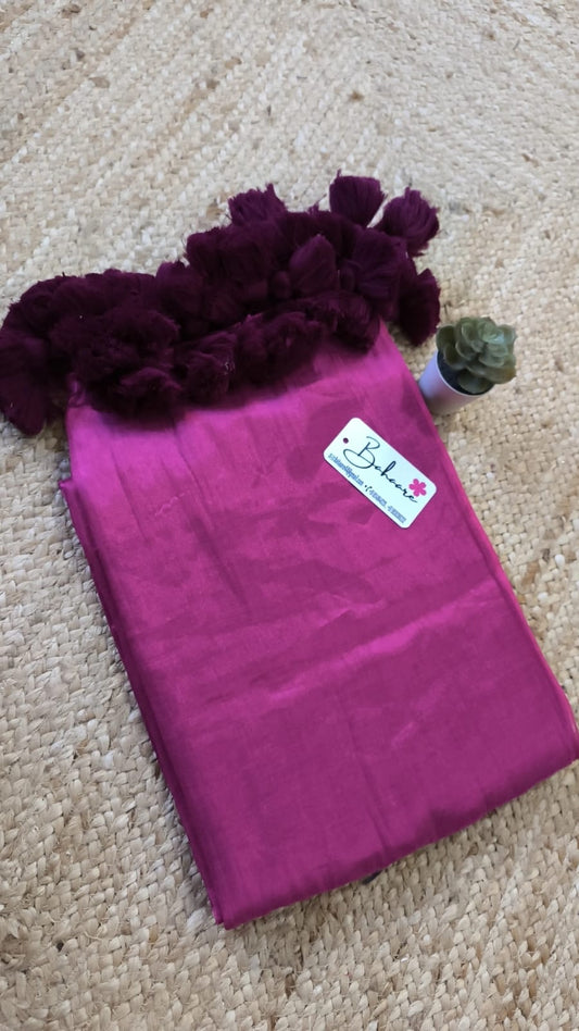 Chandni | Fuchsia Pink Tissue Saree