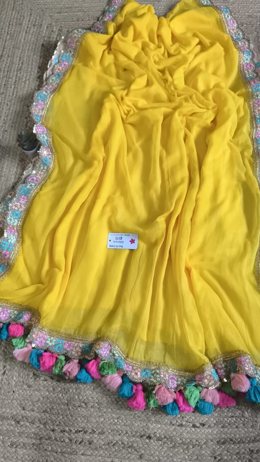 Lace Symphony | Yellow Mul Mul Cotton Saree with Tissue Lace