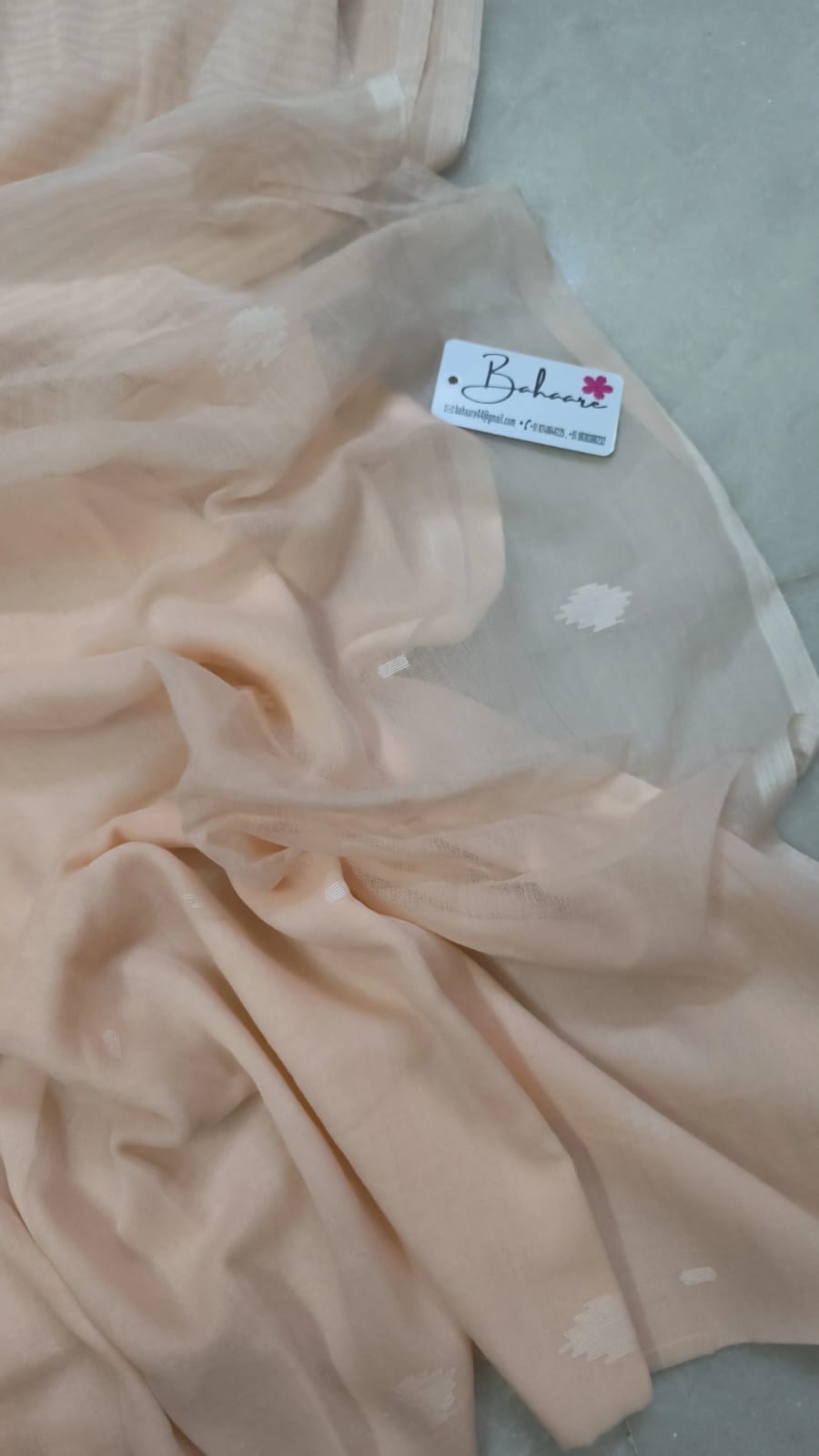 Athena | Light Peach Jamdani Saree