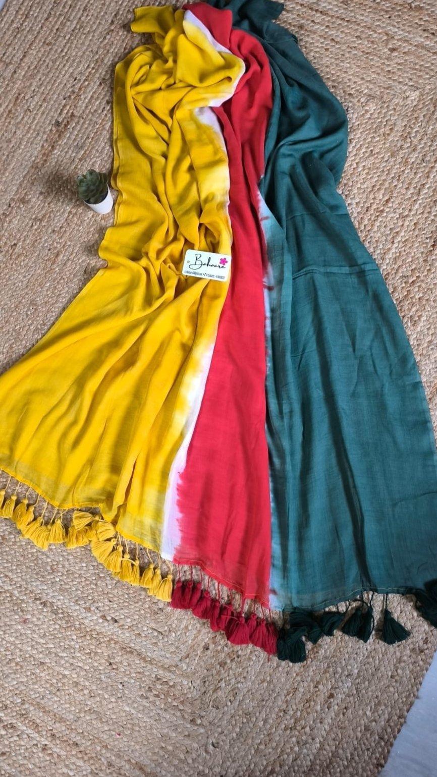 Rangoli | Multicoloured Ombre Mul Mul Cotton Saree