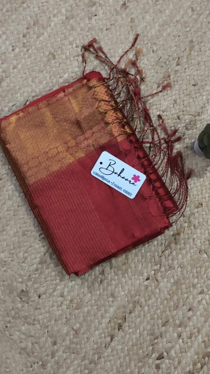 Afreen | Crimson Red Kanjivaram Tissue Silk Saree