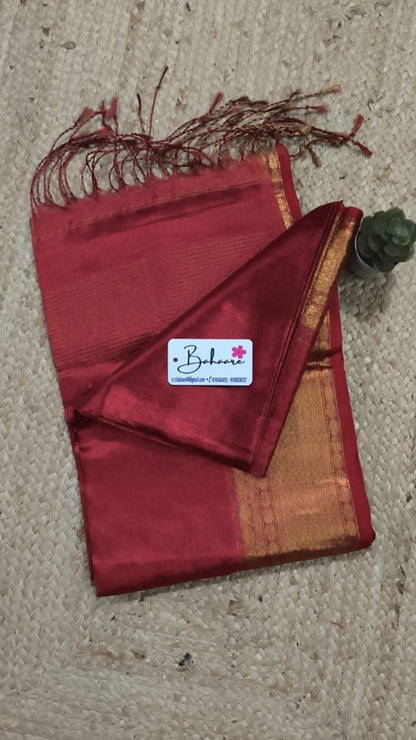 Afreen | Crimson Red Kanjivaram Tissue Silk Saree