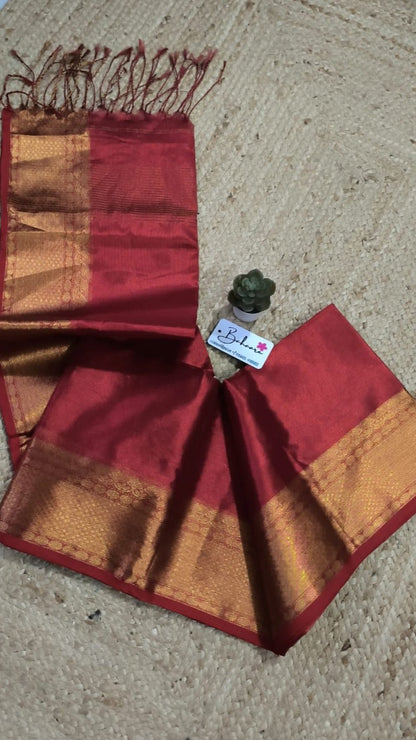 Afreen | Crimson Red Kanjivaram Tissue Silk Saree