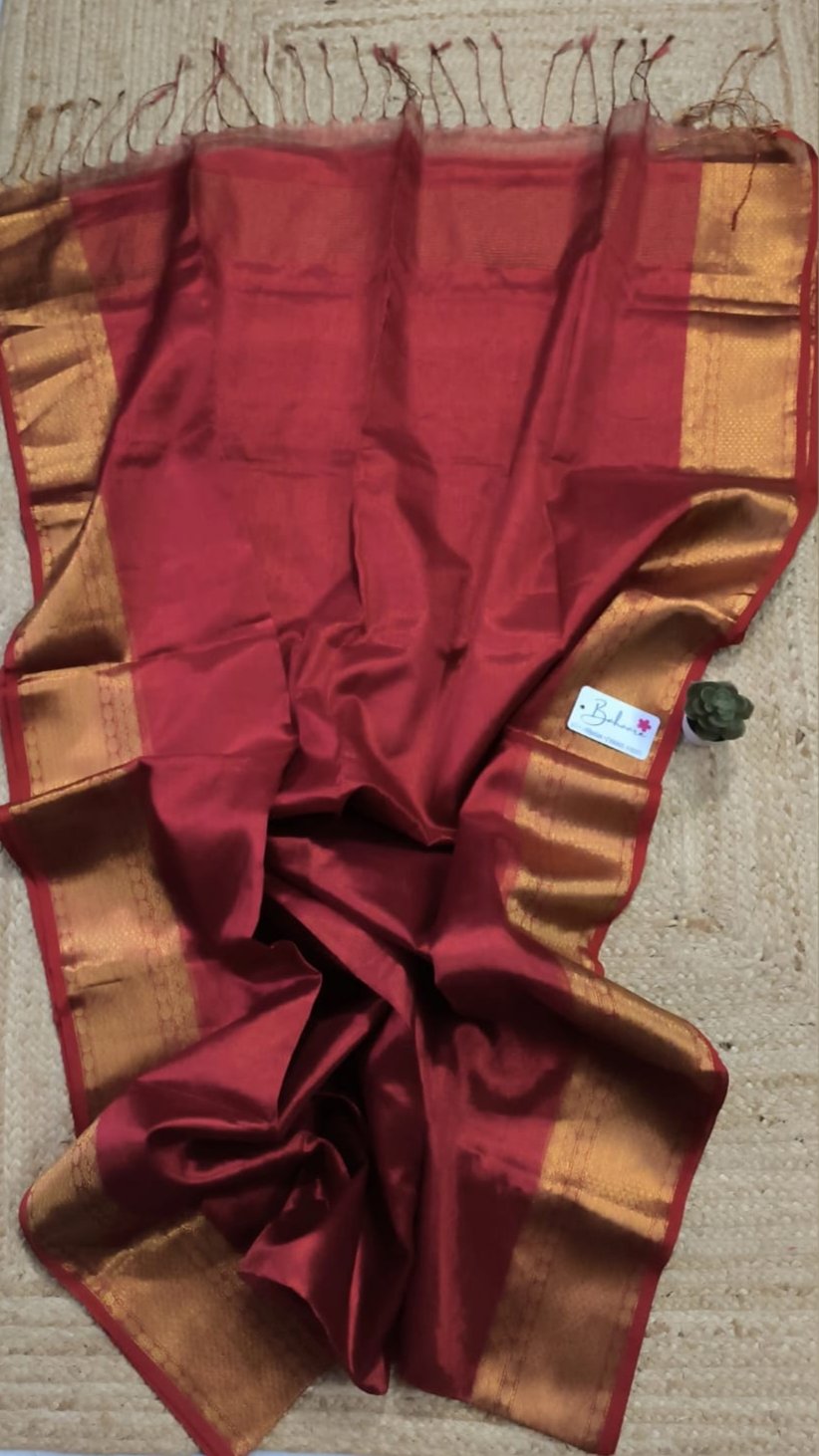 Afreen | Crimson Red Kanjivaram Tissue Silk Saree