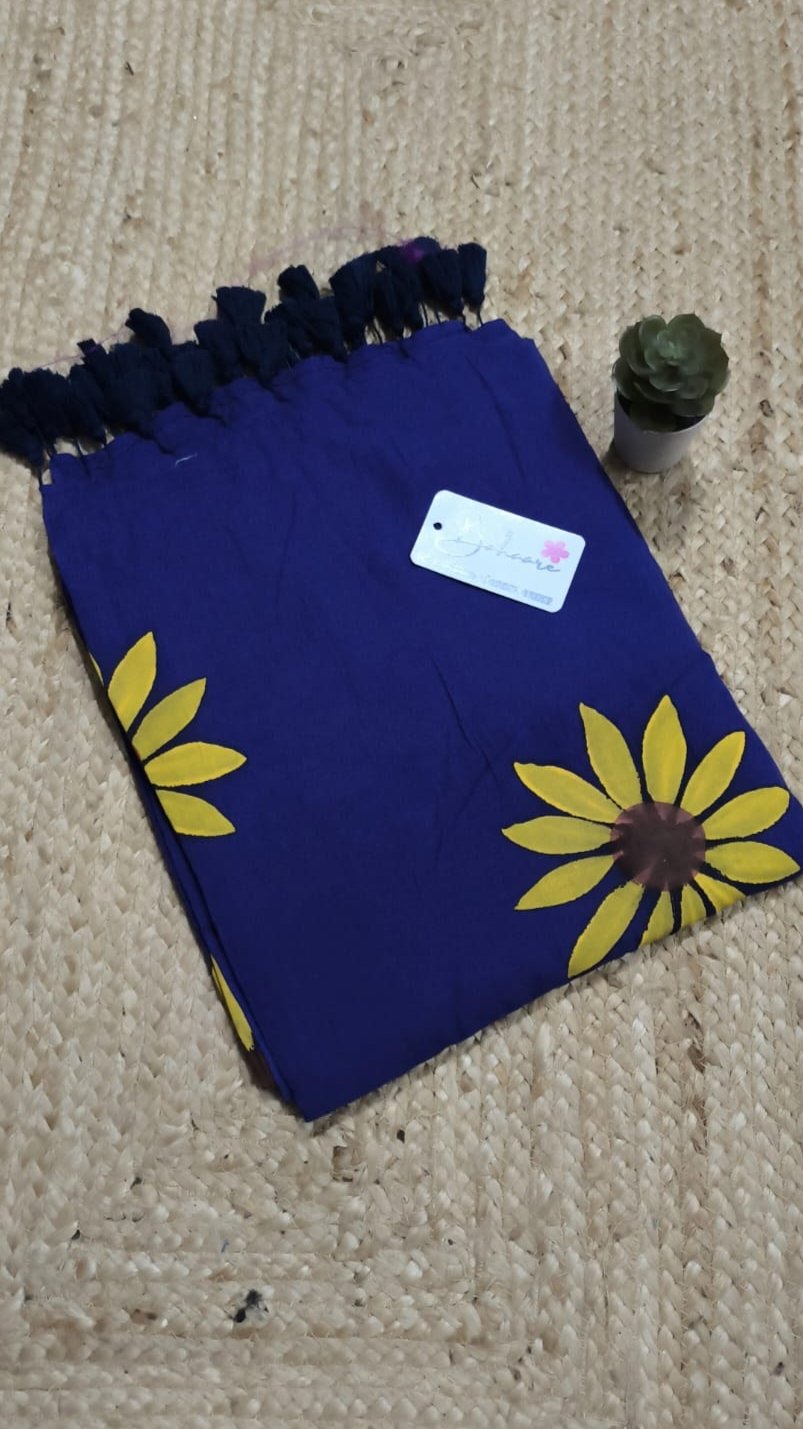 Daisy Dreams | Blue Mul Mul Cotton Saree