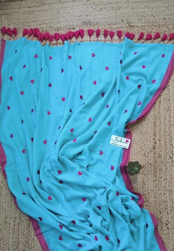 Dil | Turquoise Blue Mul Mul Cotton Saree