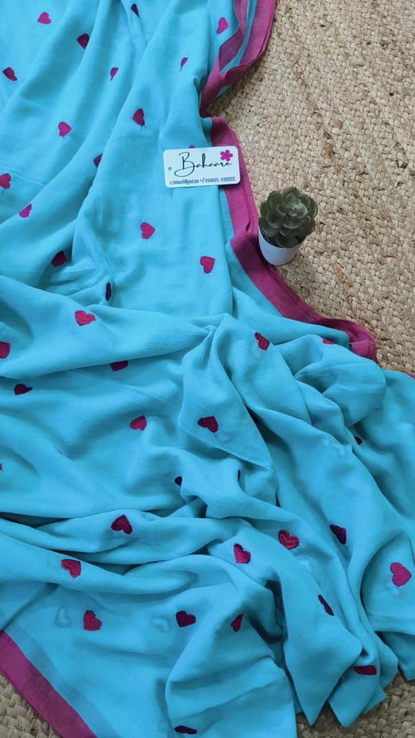 Dil | Turquoise Blue Mul Mul Cotton Saree