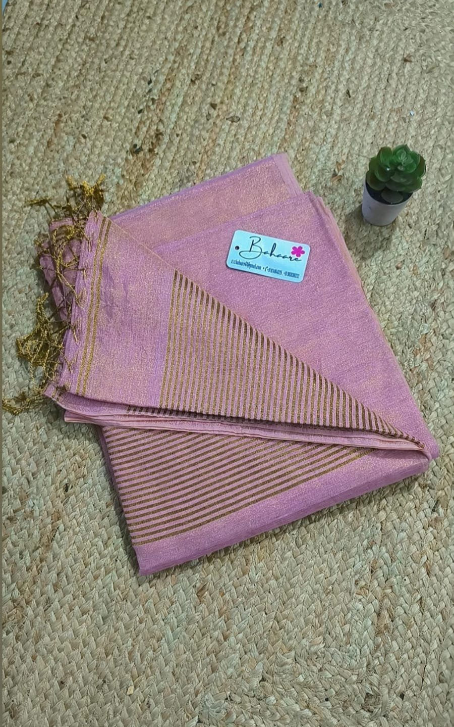 Springtime Serenity | Pink Tissue Linen Saree