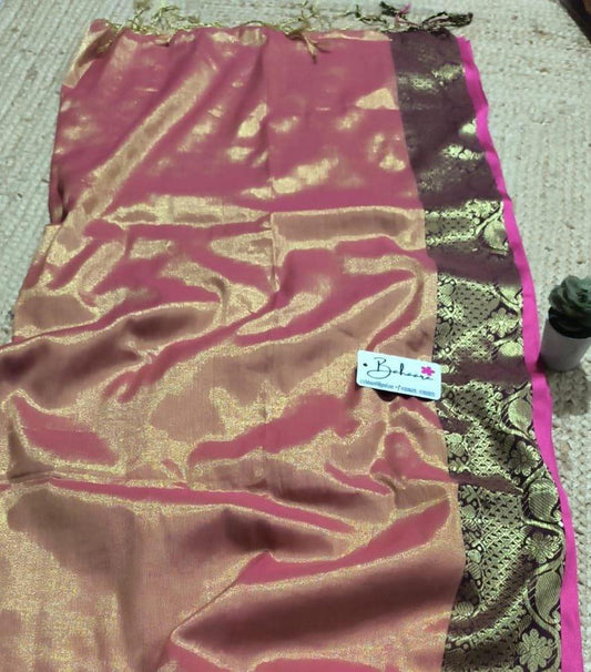 Surmai | Rose Gold Tissue Cotton Saree