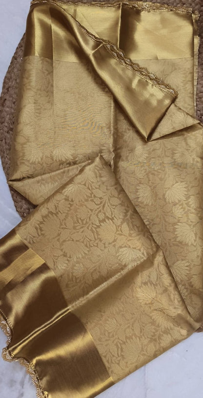 Lace Symphony | Golden Grace Benaras Tissue Silk Saree