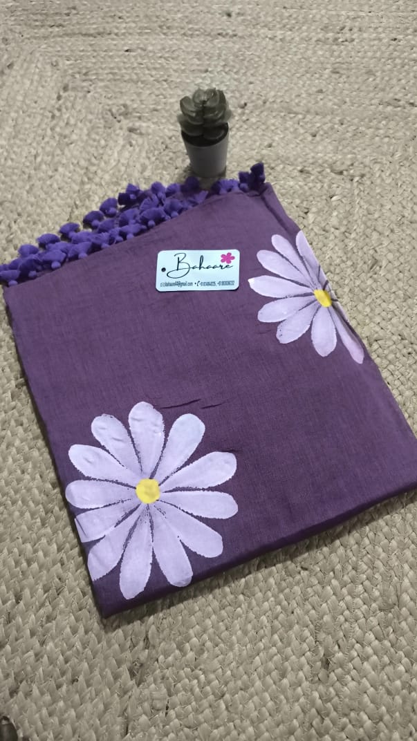 Daisy Dreams | Iris Purple Mul Mul Cotton Saree