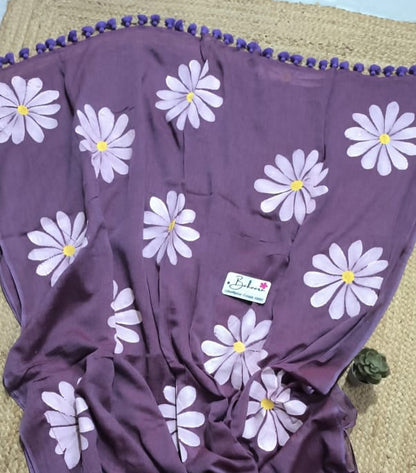 Daisy Dreams | Iris Purple Mul Mul Cotton Saree