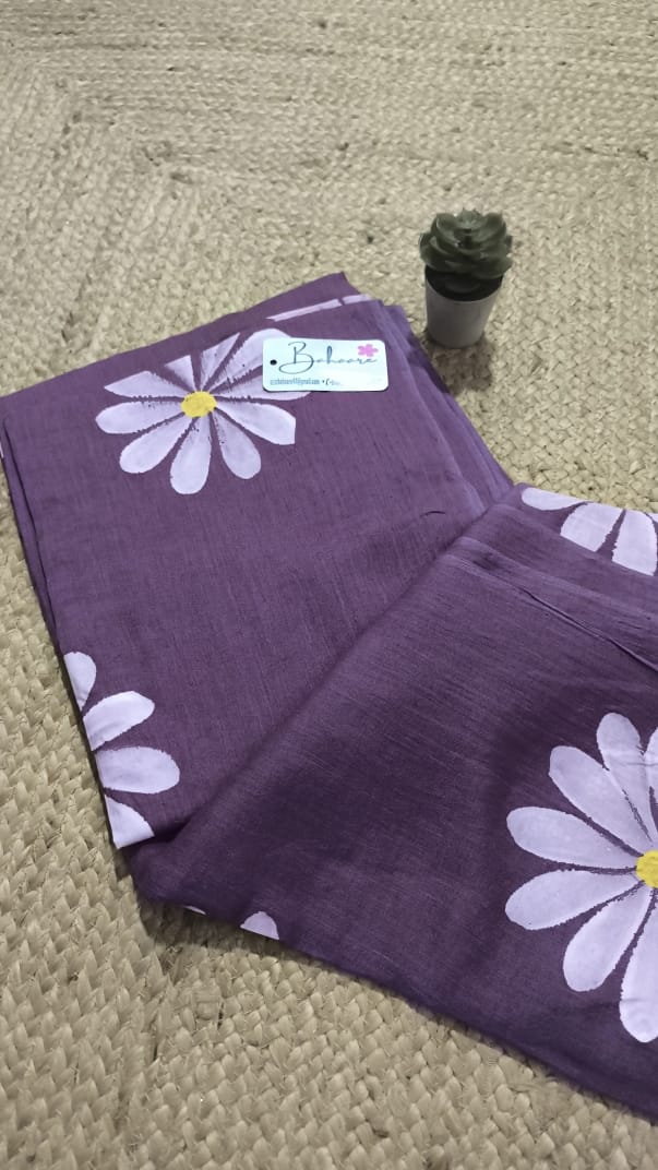 Daisy Dreams | Iris Purple Mul Mul Cotton Saree