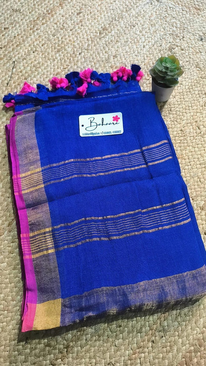 Springtime Serenity | Blue Linen Saree