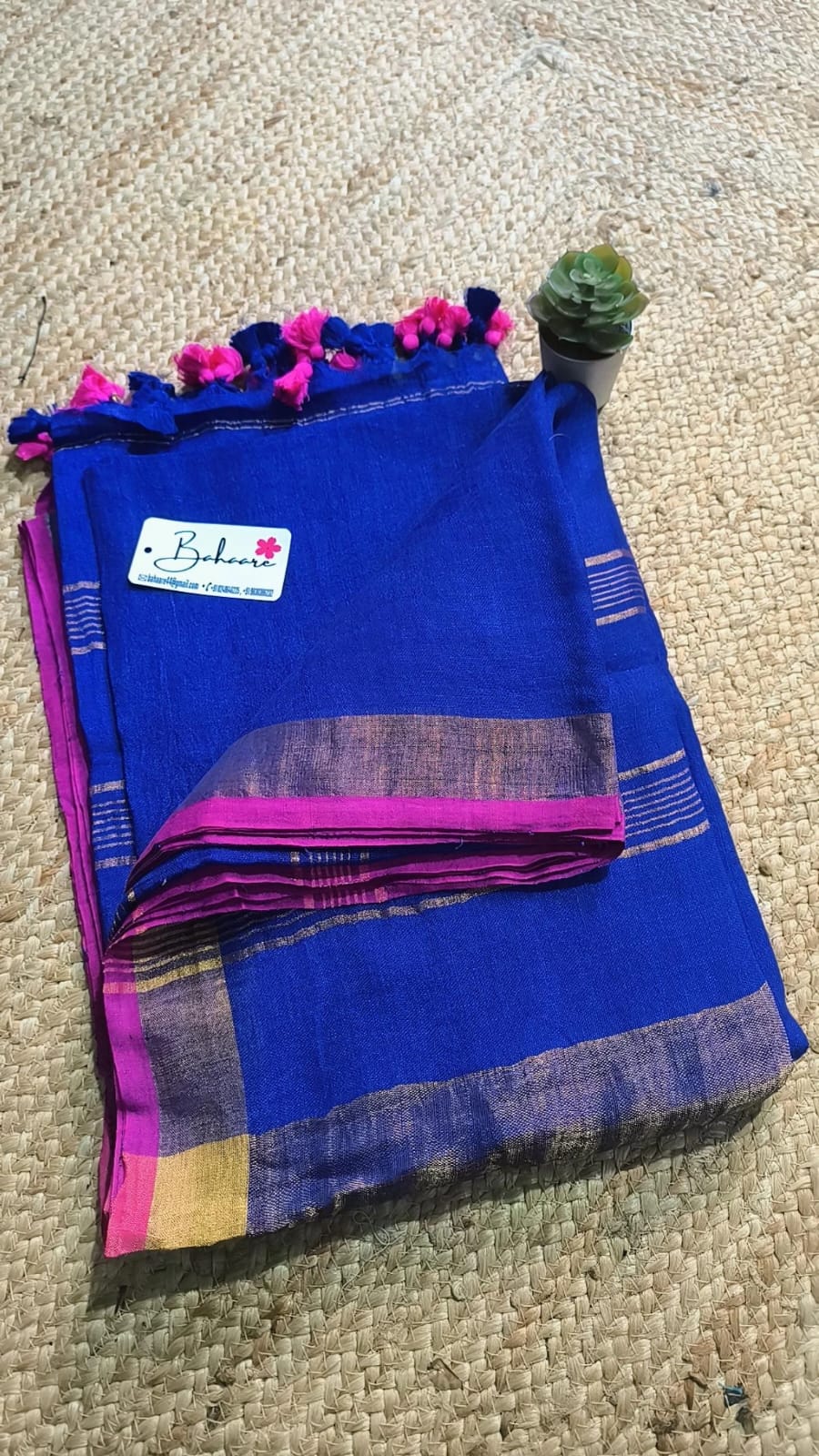 Springtime Serenity | Blue Linen Saree