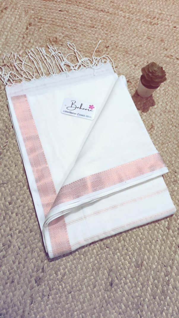 Cotton Galleria | Off White Maheshwari Cotton Saree with Zari Border