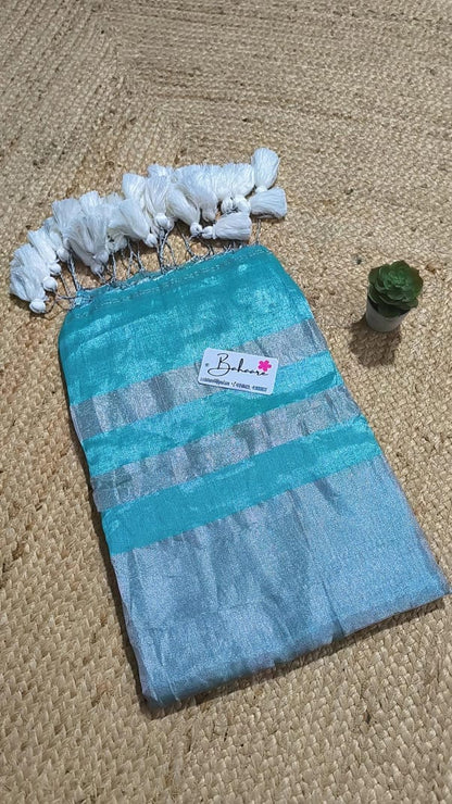 Megha | Aquamarine Tissue Saree