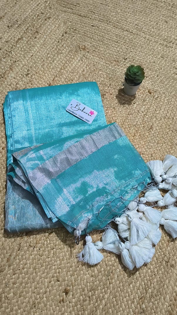 Megha | Aquamarine Tissue Saree