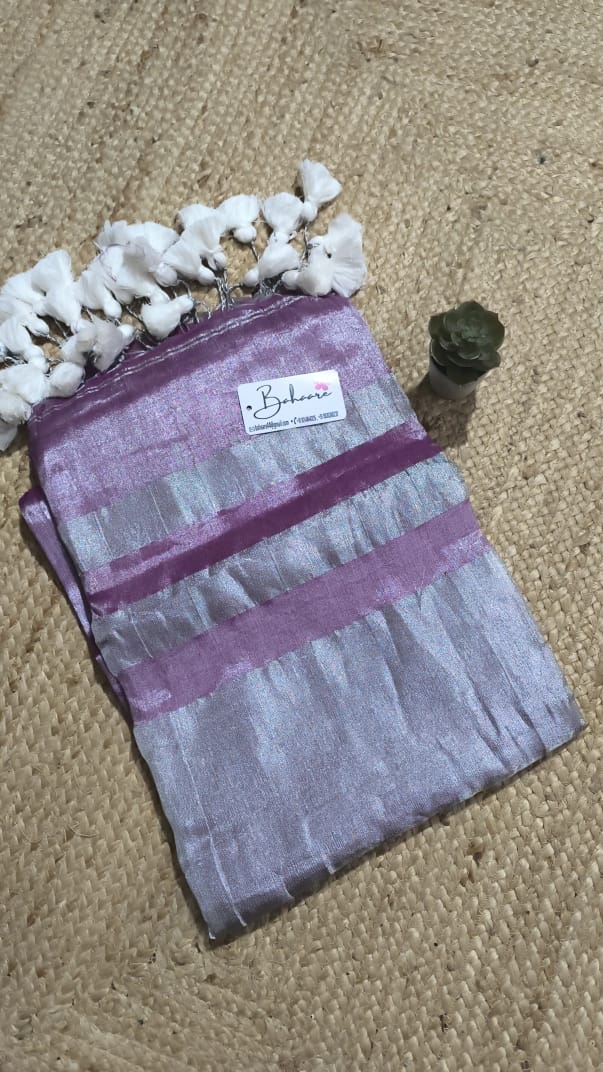 Megha | Lavender Rose Tissue Saree