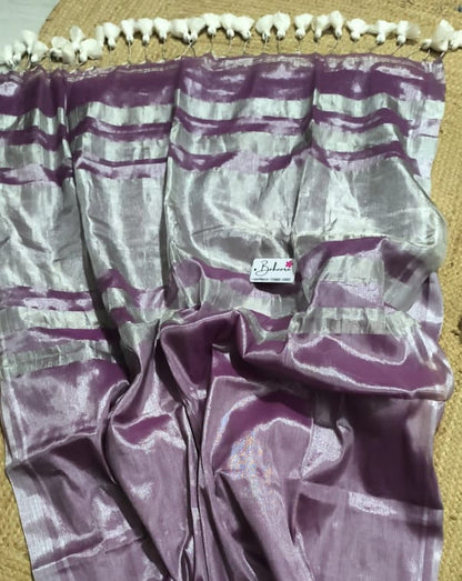 Megha | Lavender Rose Tissue Saree