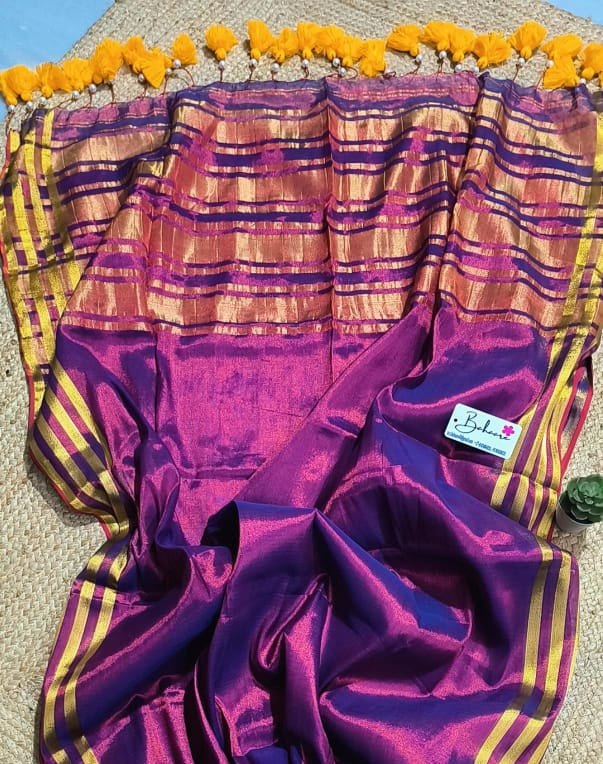 Suhani | Purple Dual Tone Tissue Saree