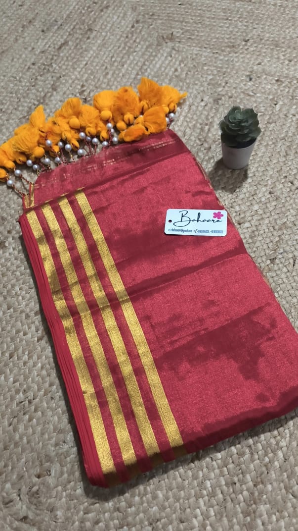 Suhani | Red Tissue Saree