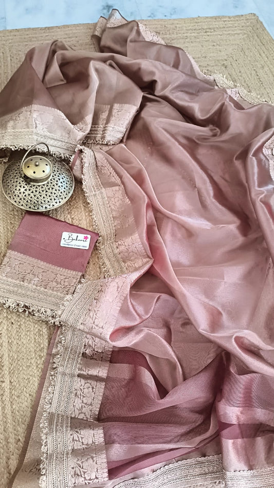 Utsav | Bronze Hue Tissue Organza Saree with Zari Lace