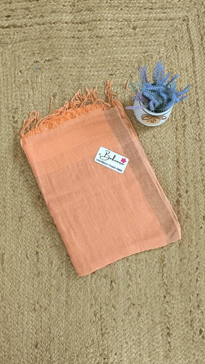 Woodland Whispers | Peach Jayshree Linen Saree