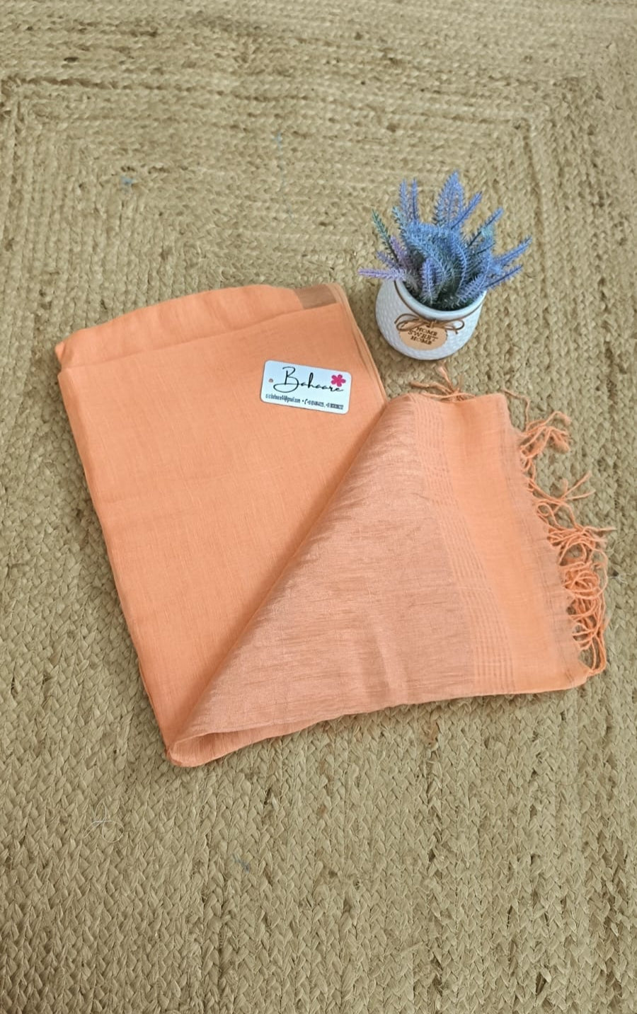 Woodland Whispers | Peach Jayshree Linen Saree