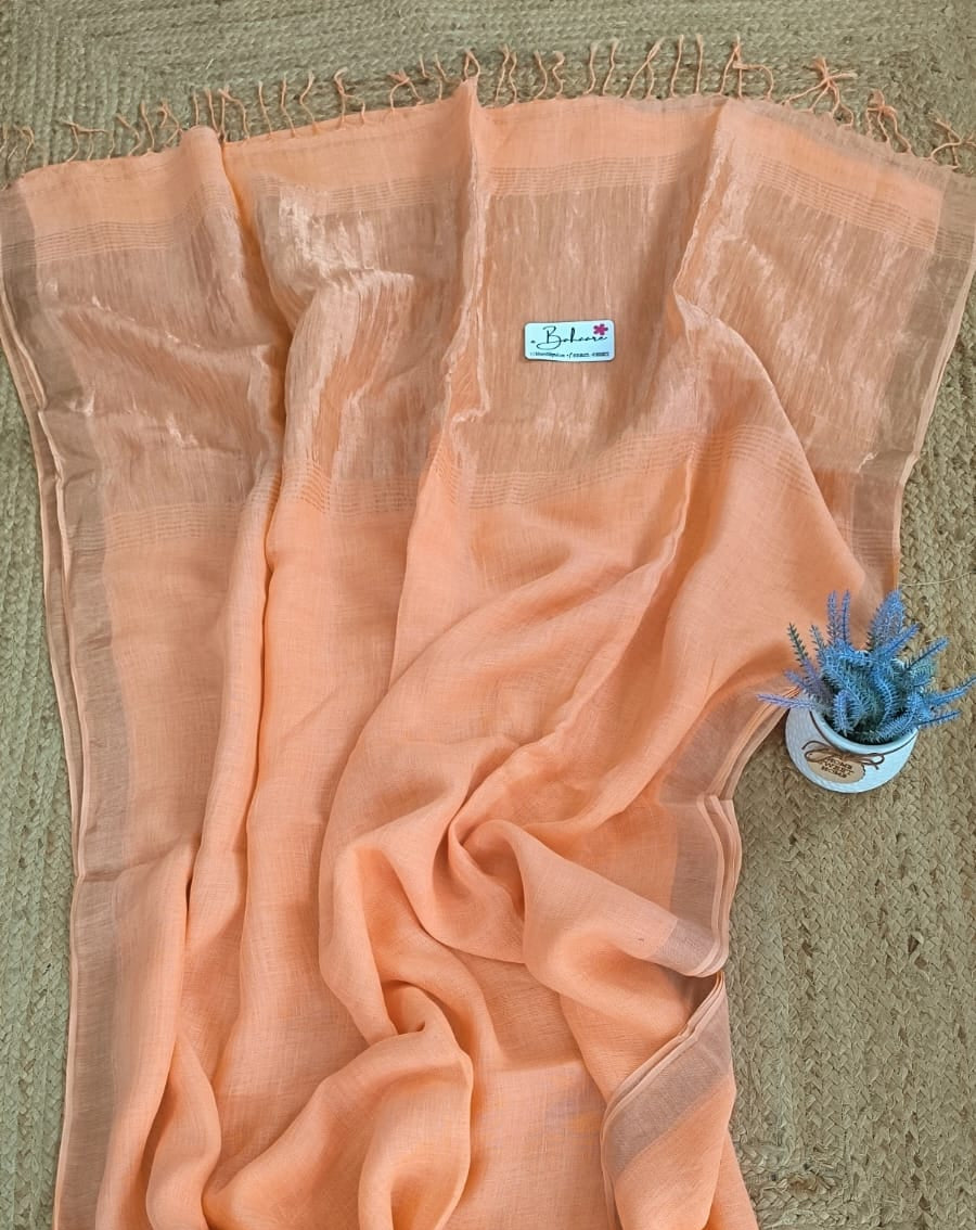 Woodland Whispers | Peach Jayshree Linen Saree