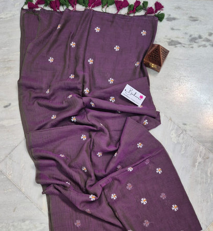 Parijat | Magenta Dual Tone Mul Mul Cotton Saree