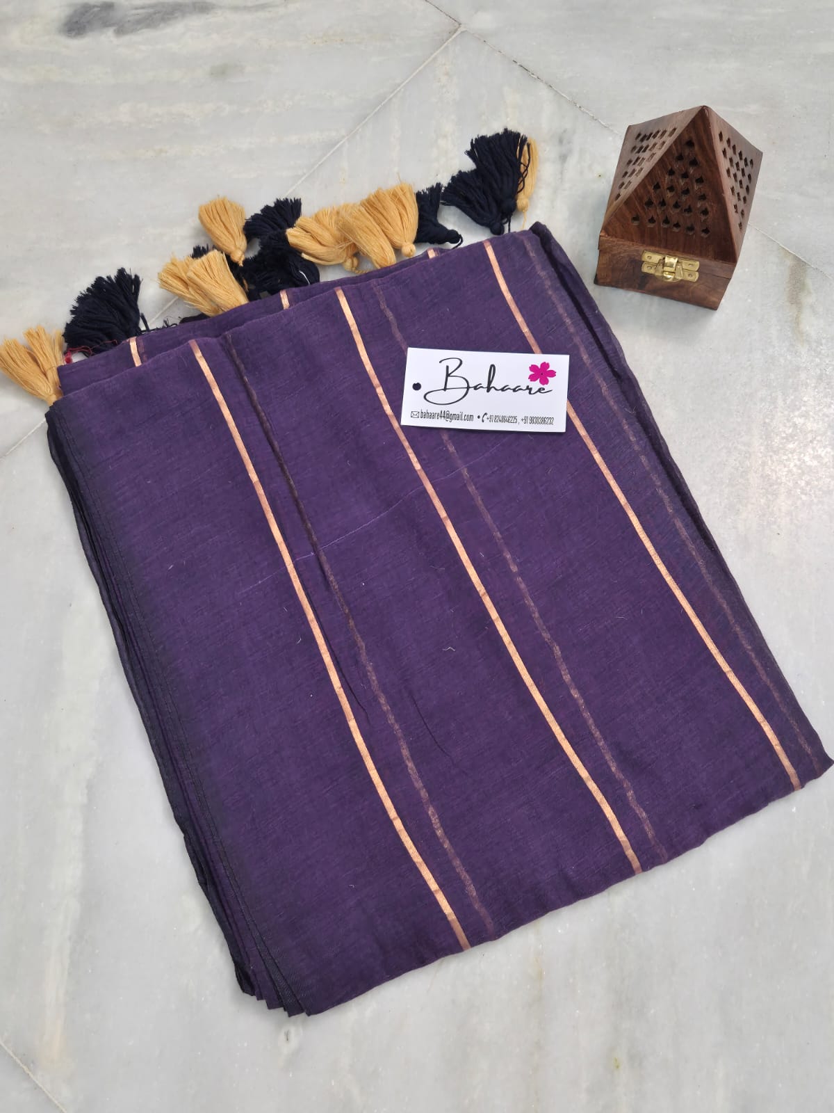 Mohini | Purple Love Mul Mul Cotton Saree with Horizontal Line