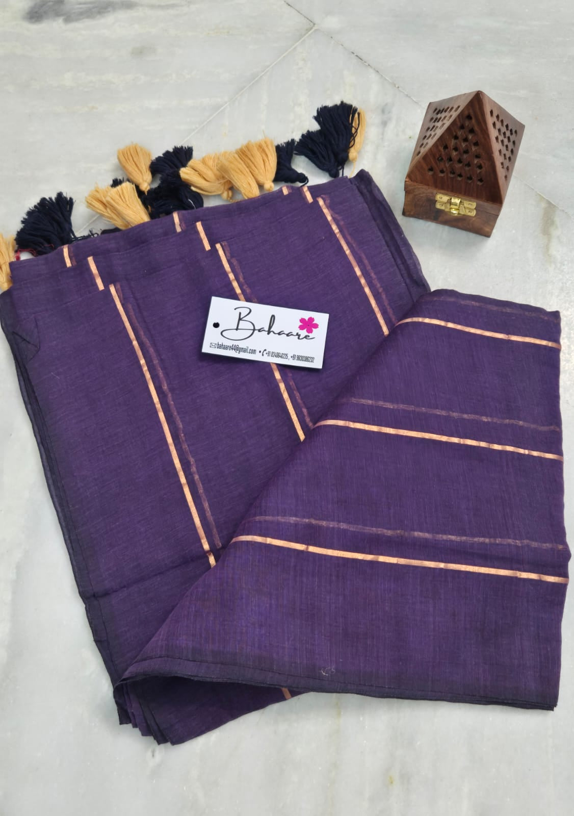 Mohini | Purple Love Mul Mul Cotton Saree with Horizontal Line