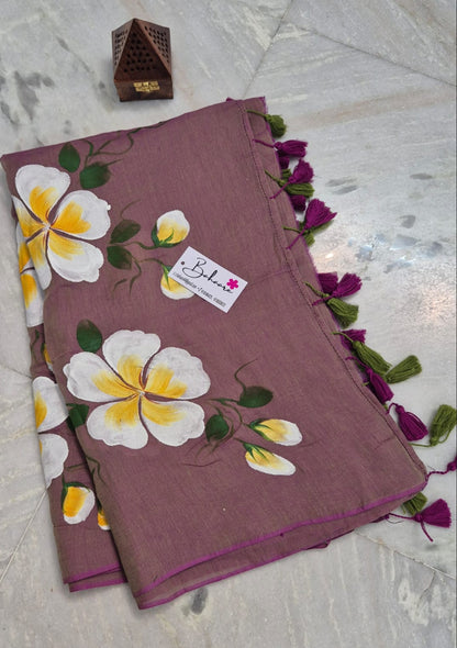 Exotic Cosmos | Dusty Rose Dual Tone Mul Mul Cotton Saree