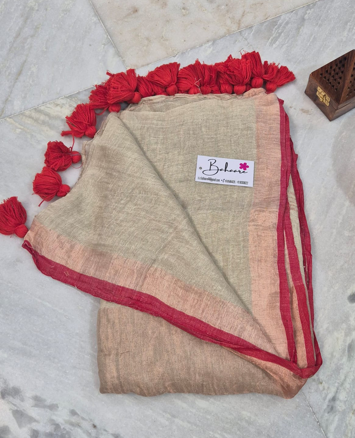 Woodland Whispers | Olive Beige Jayshree Linen Saree