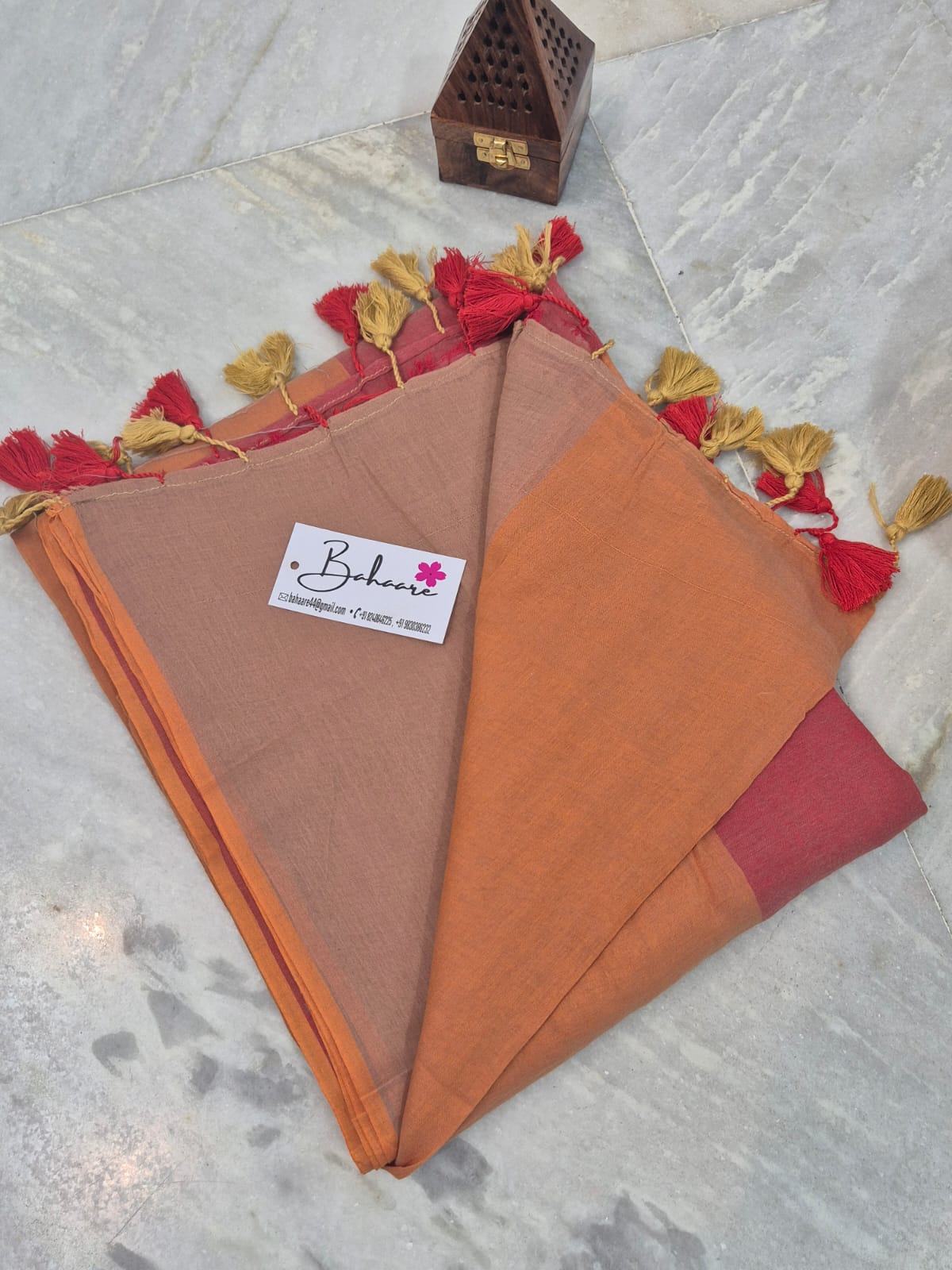 Mohini | Gradient Caramel Mul Mul Cotton Saree