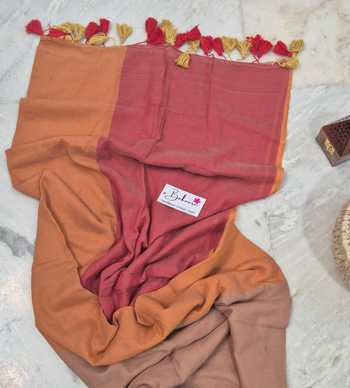 Mohini | Gradient Caramel Mul Mul Cotton Saree