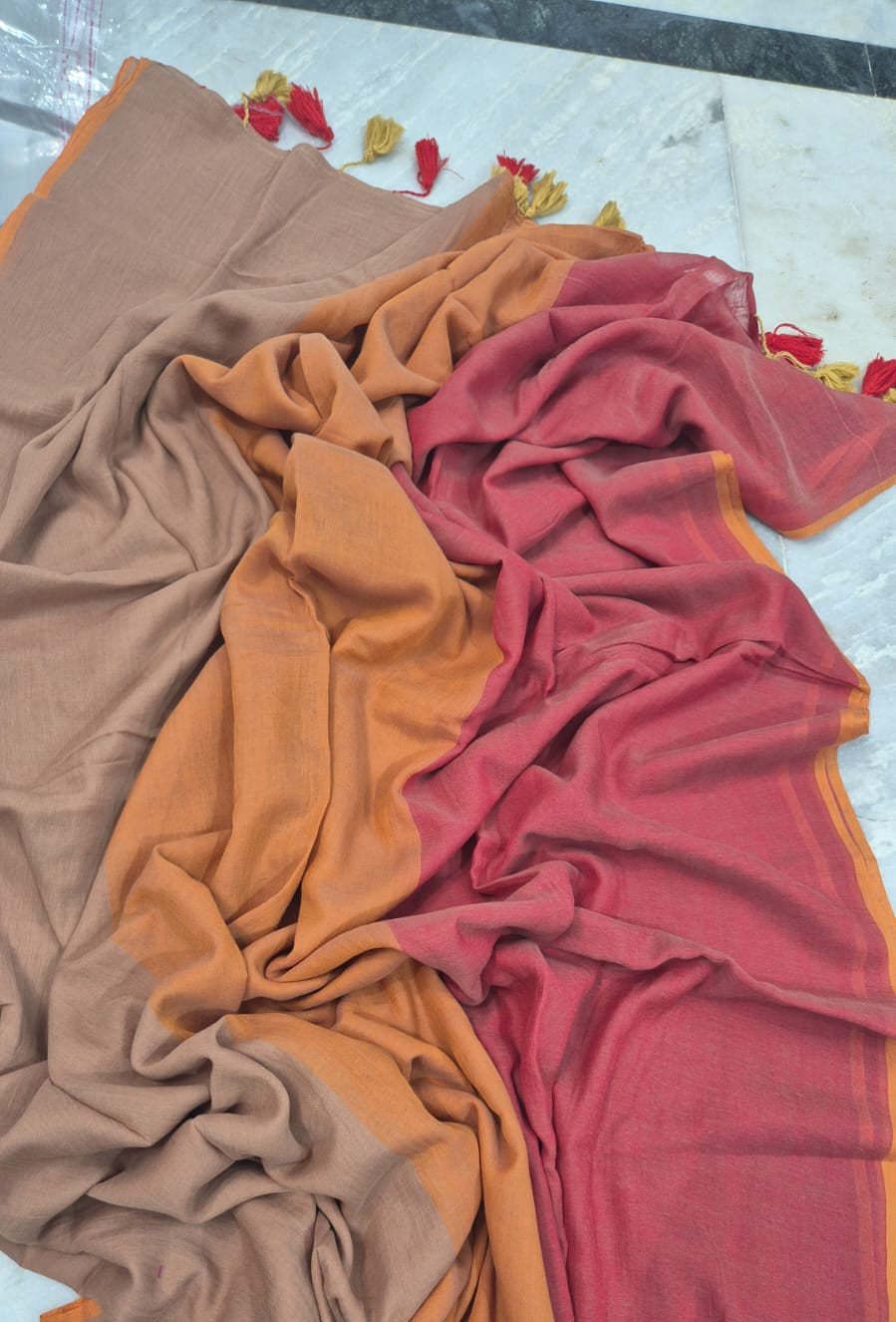 Mohini | Gradient Caramel Mul Mul Cotton Saree