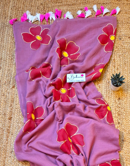 Exotic Zinnia | Wild Orchid Mul Mul Cotton Saree