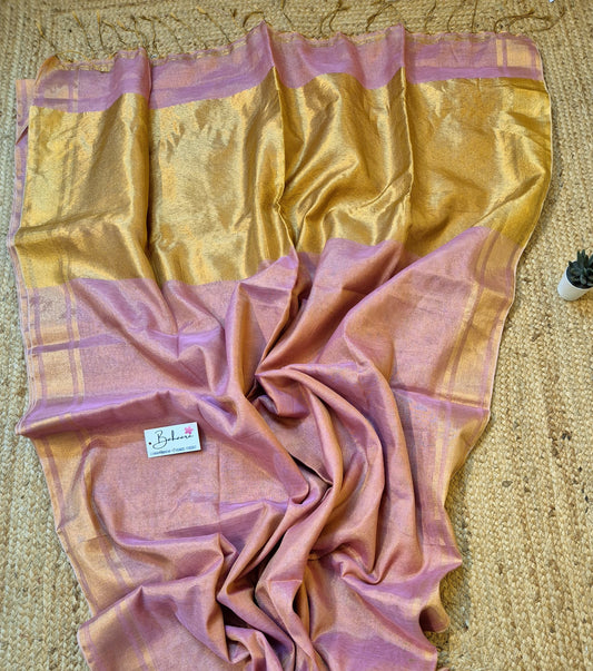 Springtime Serenity | Light Pink Tissue Linen Saree