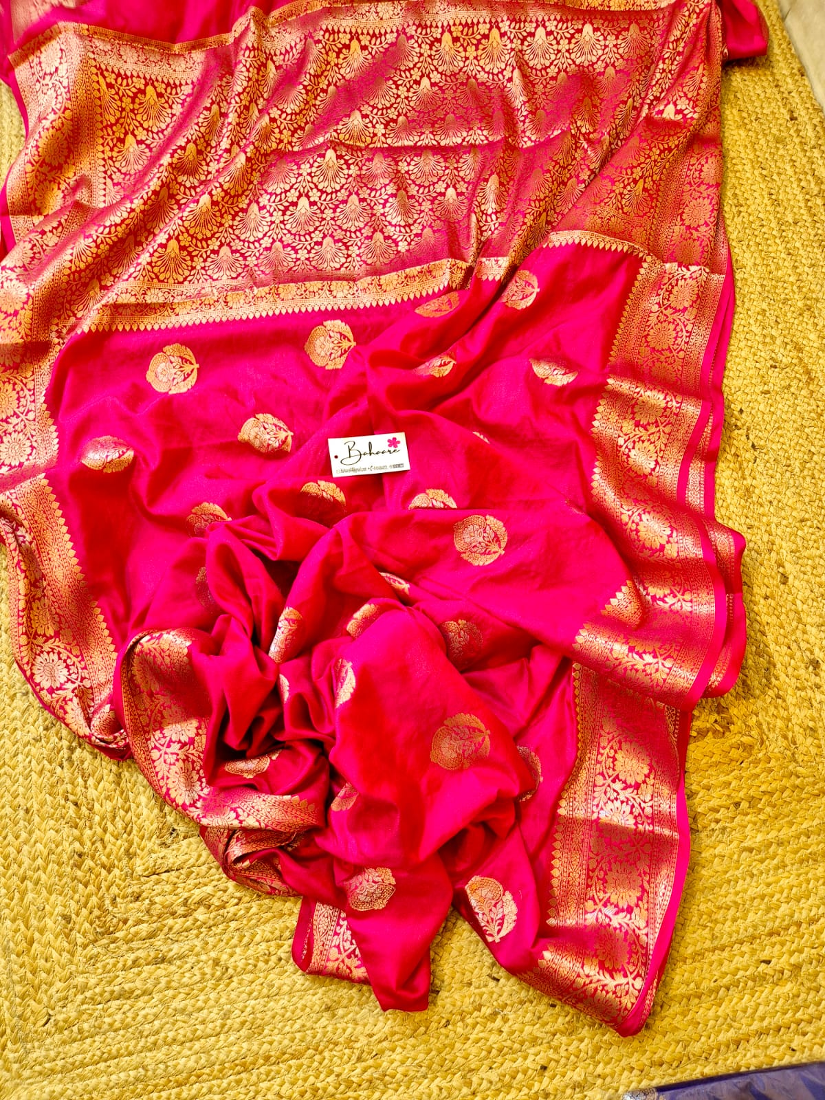 Lace Symphony | Hot Pink Benarasi Katan Silk Saree